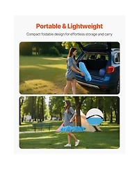 Yiortwo Folding Portable Camping Table Outdoor Picnic Square Table with 4 Cup Holders Storage Basket and Carry Bag