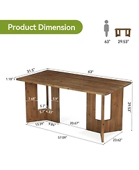 Tribesigns Solid Wood Office Desk, 63 inch Long Large Wood Desks, Farmhouse Executive Computer Desk, Home Office Workstaticon