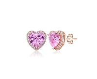 Rachel Glauber Dainty 18K Rose Gold Plated Chic Cz Heart Stud Earrings