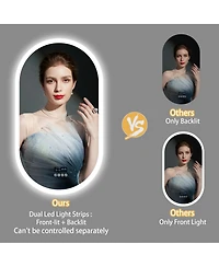 Luvodi 32"x20" Smart Oval Led Bathroom Mirror Bluetooth Speaker Time Temperature Display Front&Back Lit Memory Function