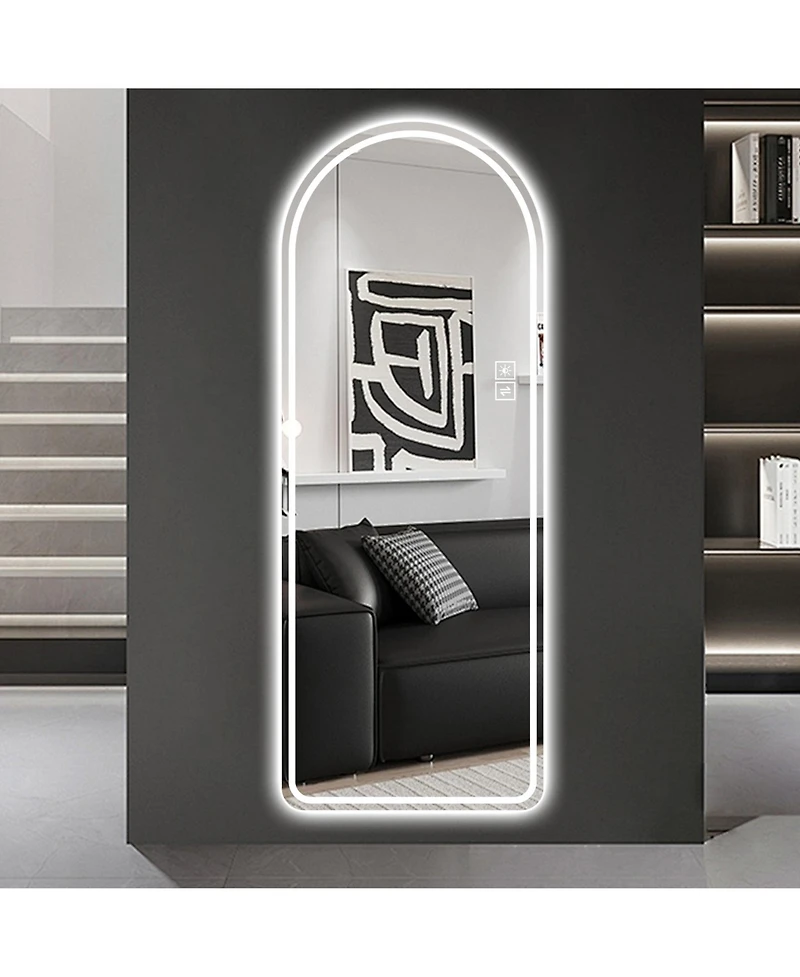 Phying Led Full Length Mirror Dimmable High Definition Explosion Proof Standing Wall Mounted Lighted Mirror for Makeup Studio Home Decor