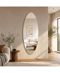 Phying Oval Full Length Wall Mounted Mirror Copper Free Glass Hd Clear Reflection Moisture Resistant Mirror for Entryway Bedroom Salon