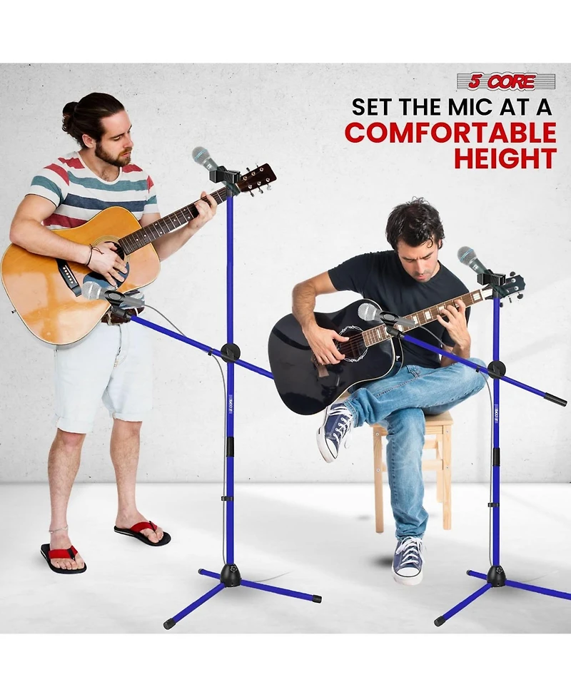 5 Core Mic Stand Floor Height Adjustable Tripod Microphone Stands With Extending Telescoping Boom Arm