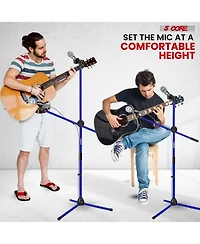 5 Core Mic Stand Floor Height Adjustable Tripod Microphone Stands With Extending Telescoping Boom Arm