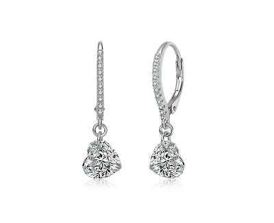 Rachel Glauber Brilliant Gold Plated Cz Heart Drop Hoop Earrings