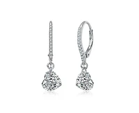 Rachel Glauber Brilliant Gold Plated Cz Heart Drop Hoop Earrings