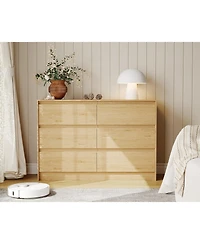 gaomon 6 Drawer Dresser, 47-Inch-Wide Chest of Drawers with Handle-Less Design,Storage Cabinet for Bedroom and Living Room