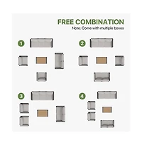 Aoxun Outdoor Modular Sectional Patio Set with Removable Washable Cushions, Hidden Storage and Tempered Glass Table Fire Pit