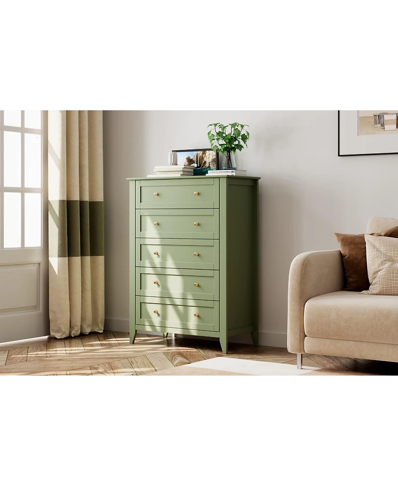 gaomon 5 Drawer Dresser for Bedroom, Dresser with Deep Drawers and Metal Knobs, Tall Modern Wooden Chests of Drawers for Entryway, Hallway