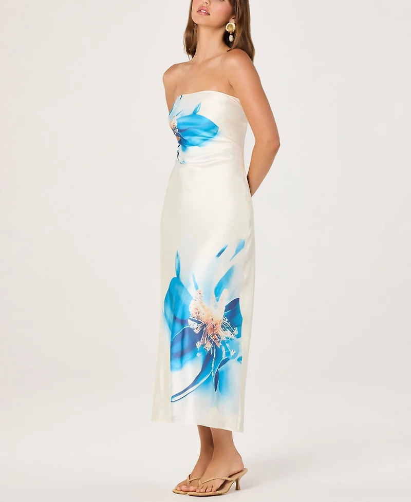 Astr the Label Women's Annabeth Printed Strapless Midi Dress