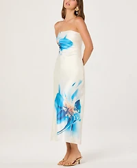 Astr the Label Women's Annabeth Printed Strapless Midi Dress