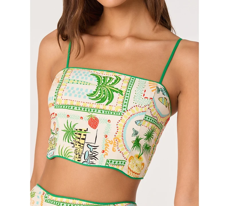 Astr the Label Women's Heidi Printed Sleeveless Cropped Tank Top