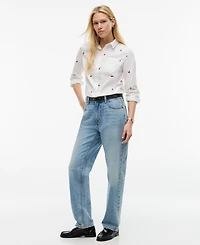 Tommy Hilfiger Women's Printed Roll-Tab Collared Shirt