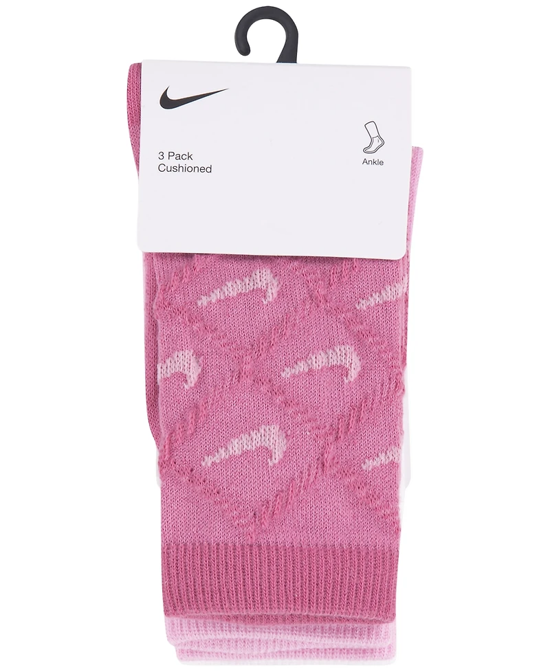 Nike Girls' 4-7 Textured Lattice Crew Socks, 3-Pack