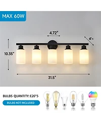 Midola 5-Light Matte Wall Lamps with White Glass Shades (No Bulbs) Sconce Lighting for Bedroom Living Room