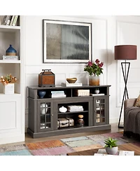 Rainsken Farmhouse Wood Tv Stand, with Open and Closed Storage Space, for Up to 65" , Home Entertainment Console Table, Living Room