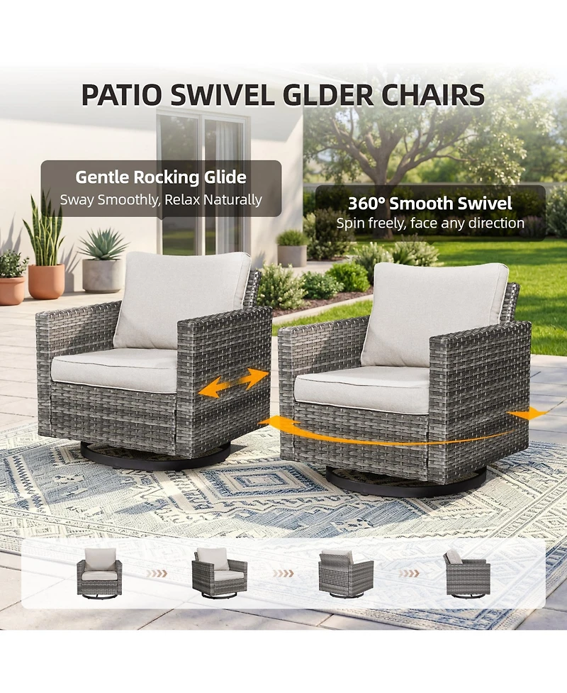 Pocassy Patio Chairs Wicker Swivel Rocker Set of 2 Heavy Duty Furniture Outdoor Rocking