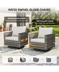 Pocassy Patio Chairs Wicker Swivel Rocker Set of 2 Heavy Duty Furniture Outdoor Rocking