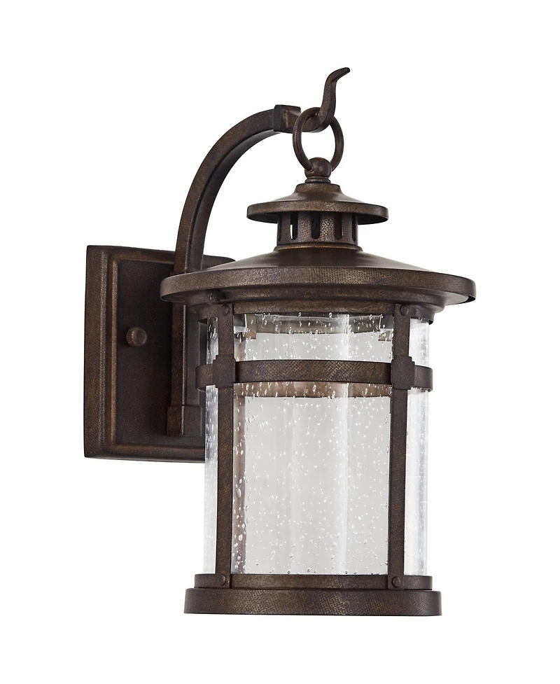 Franklin Iron Works Callaway Rustic Industrial Outdoor Wall Light Fixtures Set of 2 Clear Seedy Glass for Post Exterior