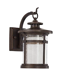 Franklin Iron Works Callaway Rustic Industrial Outdoor Wall Light Fixtures Set of 2 Clear Seedy Glass for Post Exterior