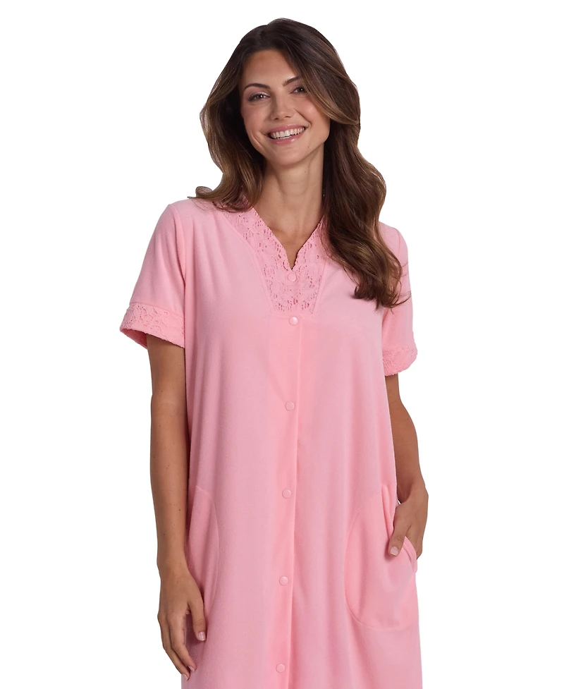 Miss Elaine Women's Short-Sleeve Solid Short Grip Robe