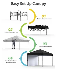 gaomon 10 x Feet Pop Up Canopy Tent with Sidewalls, Wheeled Carry Bag, Steel Frame and Silver-Coated Oxford Top