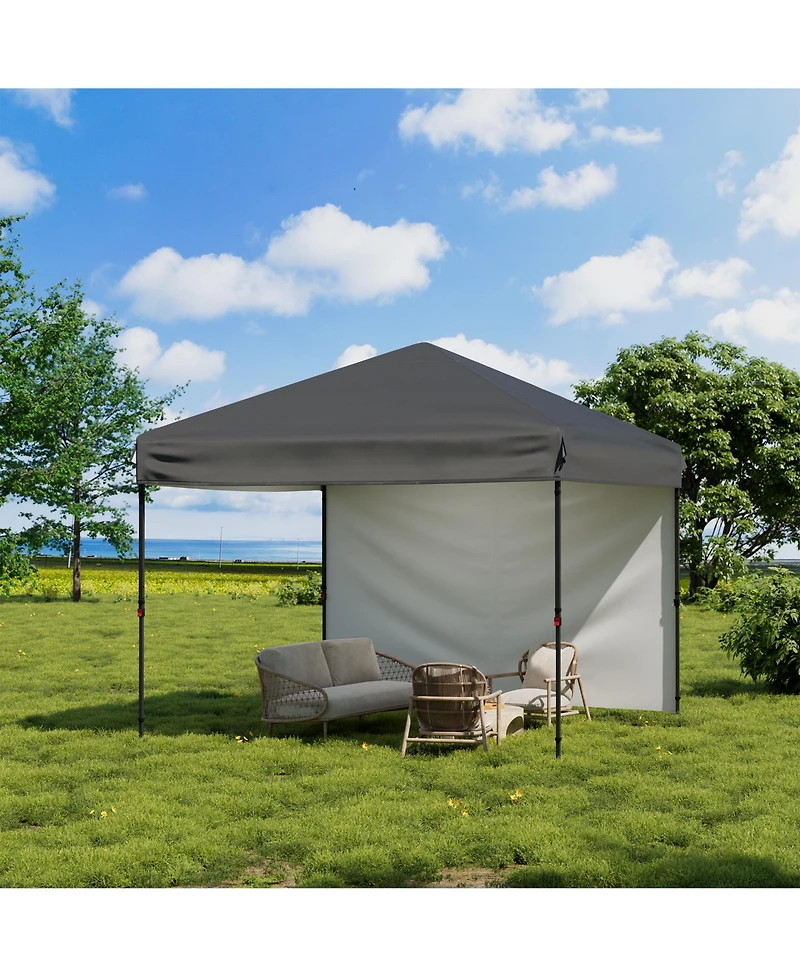 gaomon 10 x 10 Feet Pop Up Canopy Tent with Sidewalls, Wheeled Carry Bag, Steel Frame and Silver-Coated Oxford Top