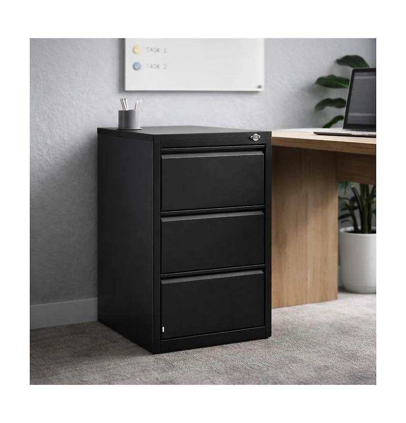 gaomon Lockable Side-Pull Filing Cabinet, 3-Drawer Metal Filing Cabinet, Office Storage Cabinet, Steel File Organizer, Suitable for Letterhead