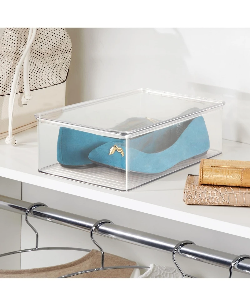 iDesign Stackable Shoe Box with Lid for Sneakers or Flats, Set of 2