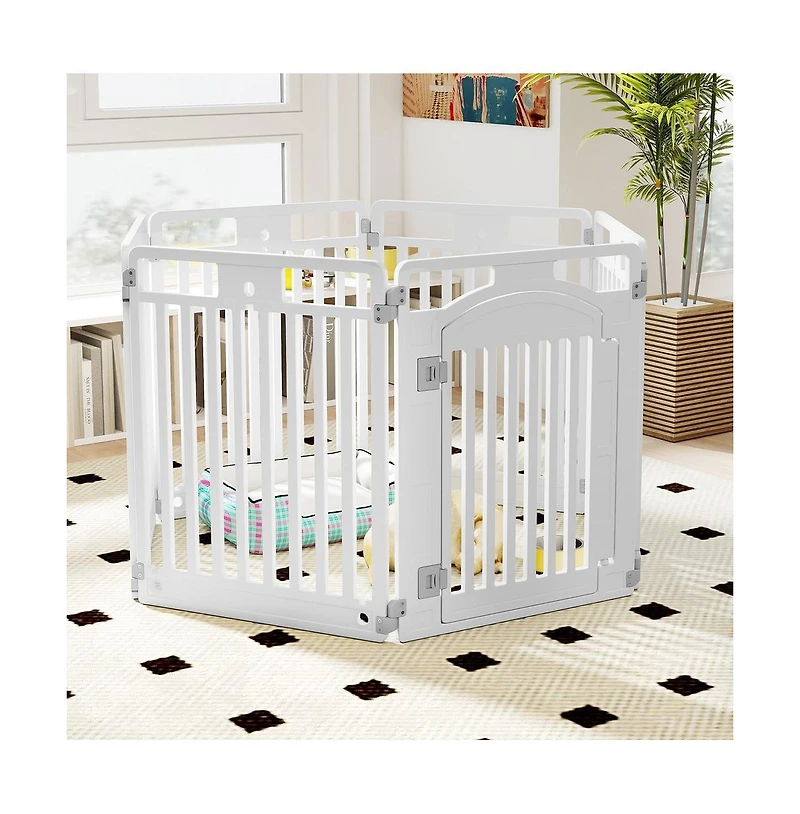 Ruie 6-Panel Tall Foldable Dog Playpen Indoor Outdoor Pet Fence with Locking Door