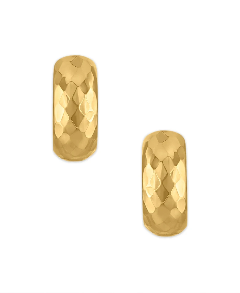 Macy's Polished & Textured Huggie Hoop Earrings in 10k Yellow Gold