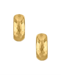 Macy's Polished & Textured Huggie Hoop Earrings in 10k Yellow Gold