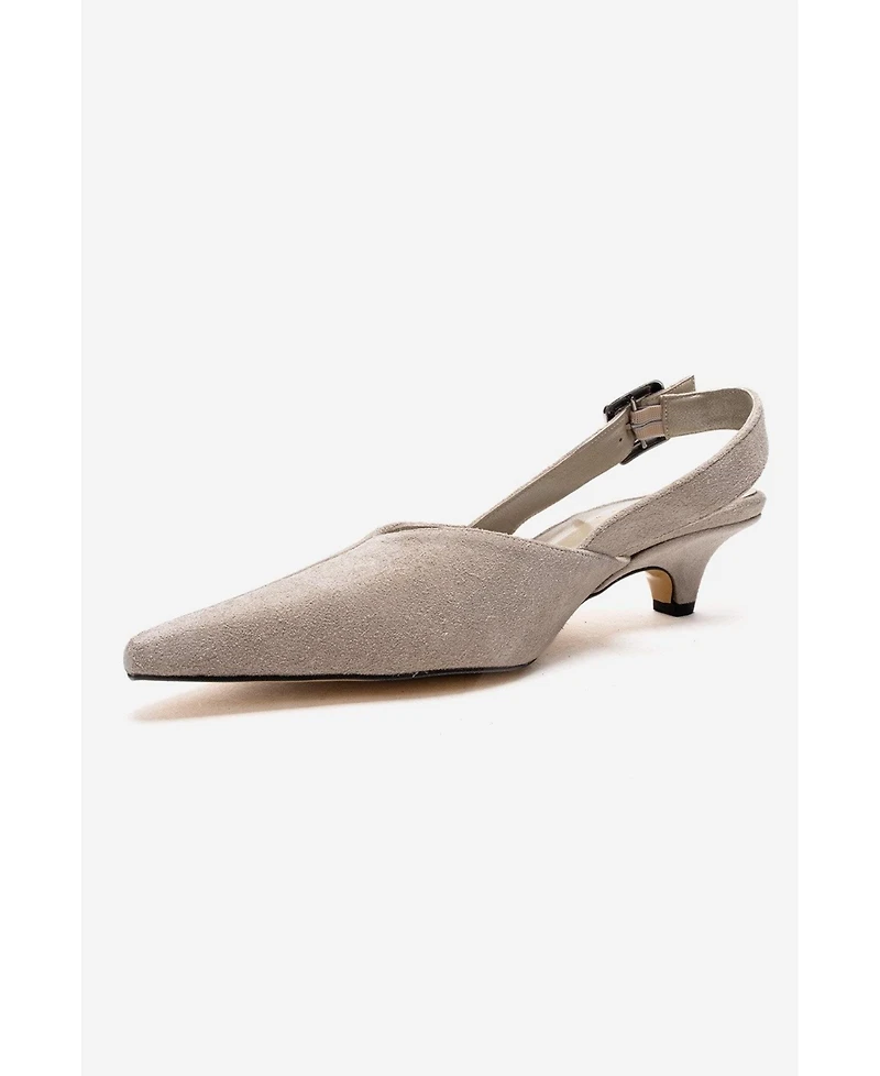 Forever and Always Women's Shoes Dioris Leather Slingback Kitten Heel Pump
