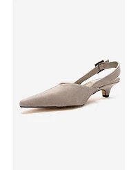 Forever and Always Women's Shoes Dioris Leather Slingback Kitten Heel Pump