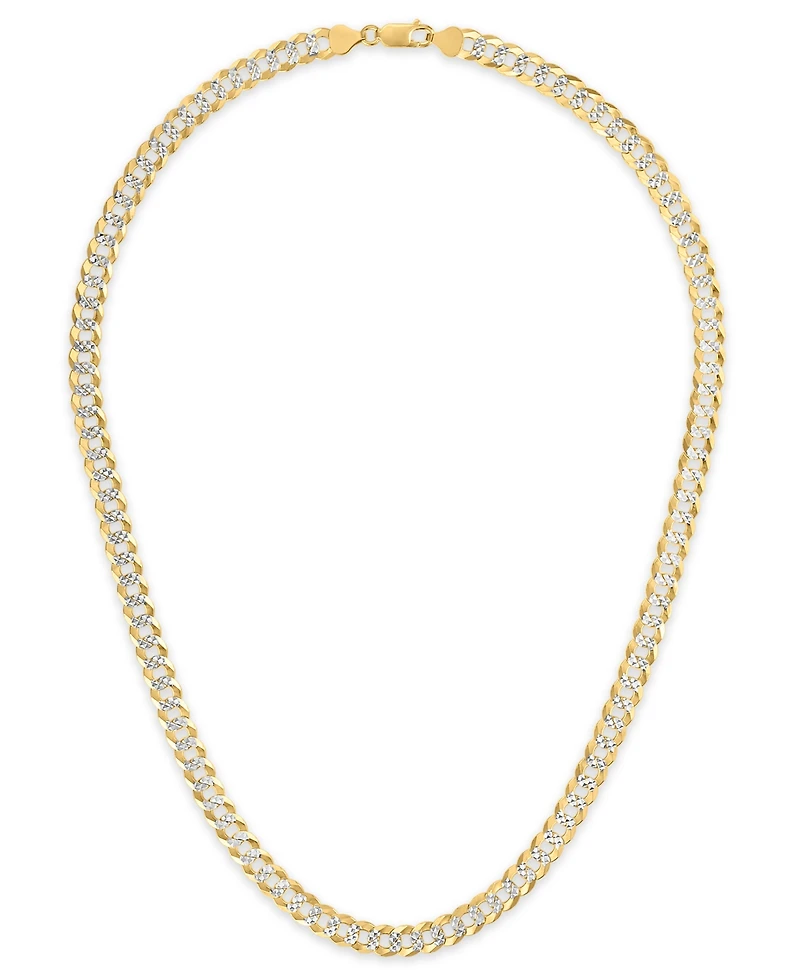 Macy's Men's Pave Diamond-Cut Curb Link Chain Necklace in 14k Two-Tone Gold Over Sterling Silver