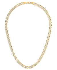 Macy's Men's Pave Diamond-Cut Curb Link Chain Necklace in 14k Two-Tone Gold Over Sterling Silver
