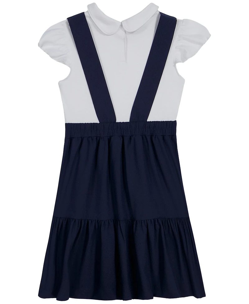 Nautica Girls' 4-6X Short-Sleeve Pindafore Dress