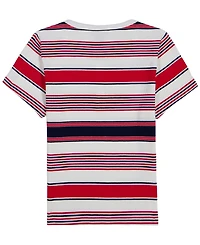 Tommy Hilfiger Girls' 7-16 Striped Ribbed Short-Sleeve Top