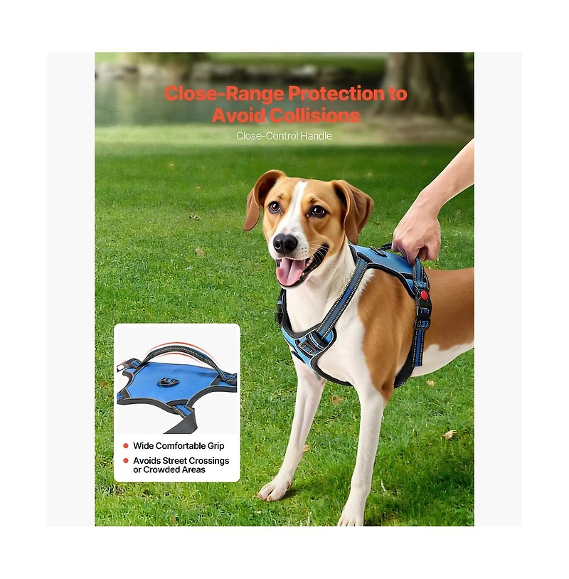 Ruie No Pull Adjustable Dog Vest Harness for Large Dogs with 5 ft Leash and Handle