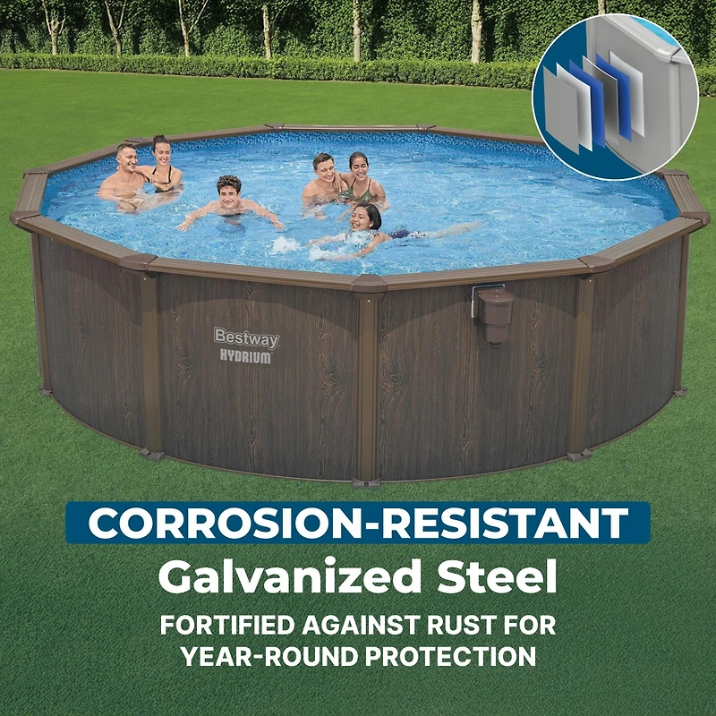 Bestway Hydrium 16 x 52" Steel Wall Round Above Ground Swimming Pool Set