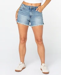 Celebrity Pink Women's Side Slit Fray Hem Festival Shorts