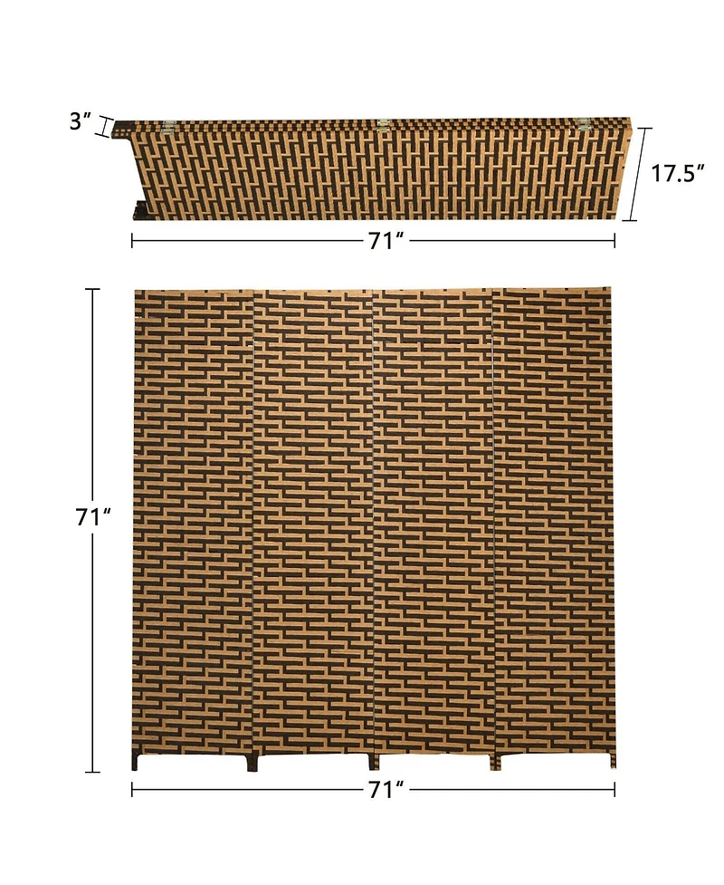 sumyeg 4-Panel Folding Privacy Room Divider with Rustproof Hinges for Indoor Separation