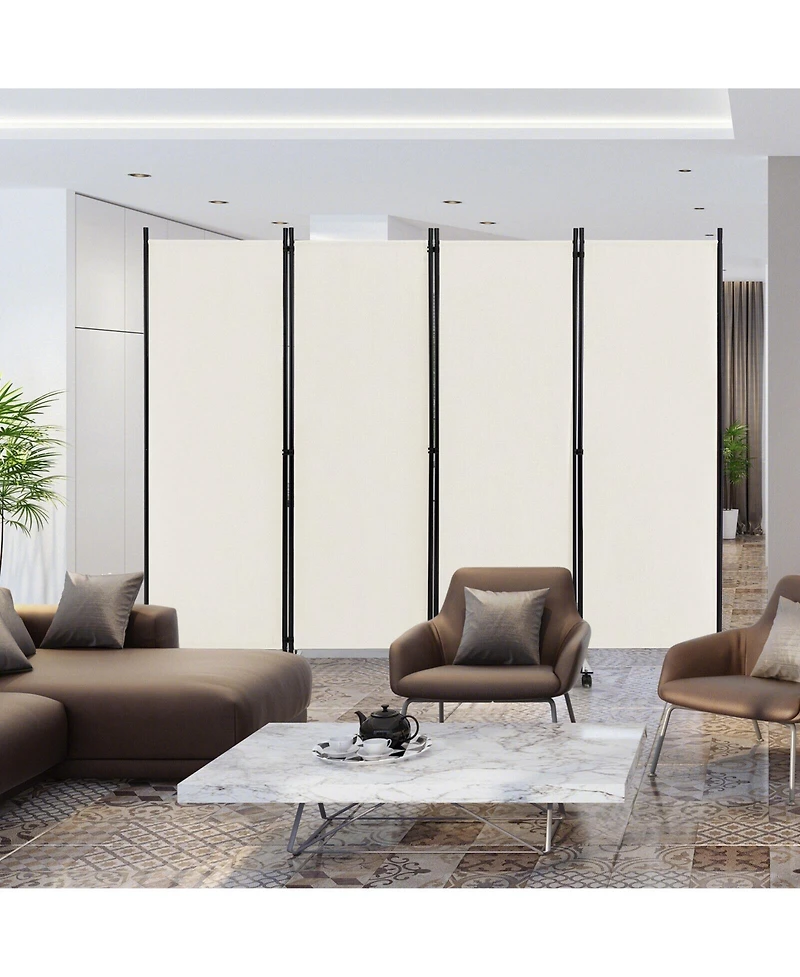 sumyeg 4-Panel Folding Room Divider Privacy Screen with Lockable Wheels for Indoor Use