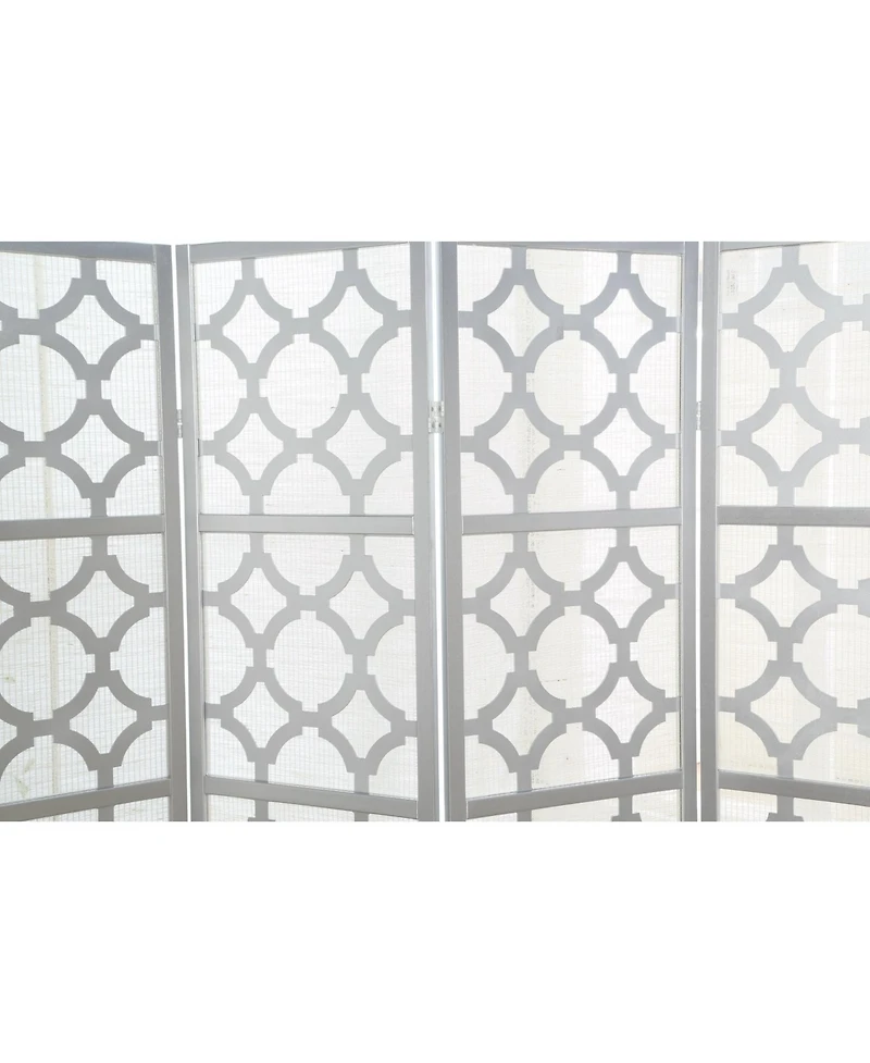 sumyeg 4-Panel Room Divider with Quatrefoil Diamond Design Folding Decorative Screen for Indoor Use