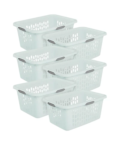 Sterilite Laundry Basket, 2 Bushel Plastic Hamper with Handles, Mint, 6 Pack