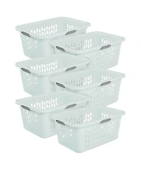 Sterilite Laundry Basket, 2 Bushel Plastic Hamper with Handles, Mint, 6 Pack