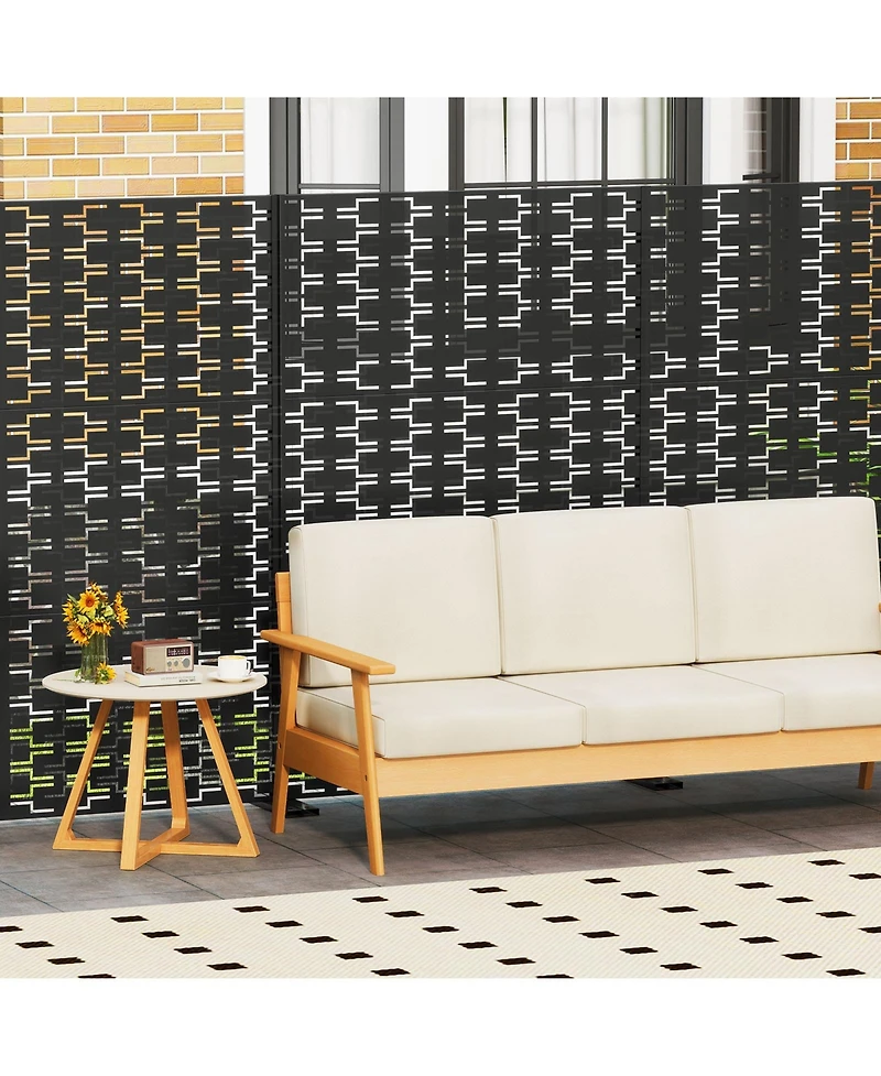 sumyeg Metal Privacy Screen Freestanding Fence Panel for Indoor Outdoor Use