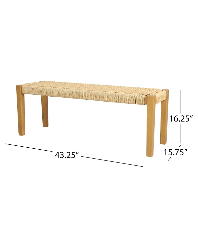 Flynama Acacia Wood and Faux Rattan Outdoor Bench