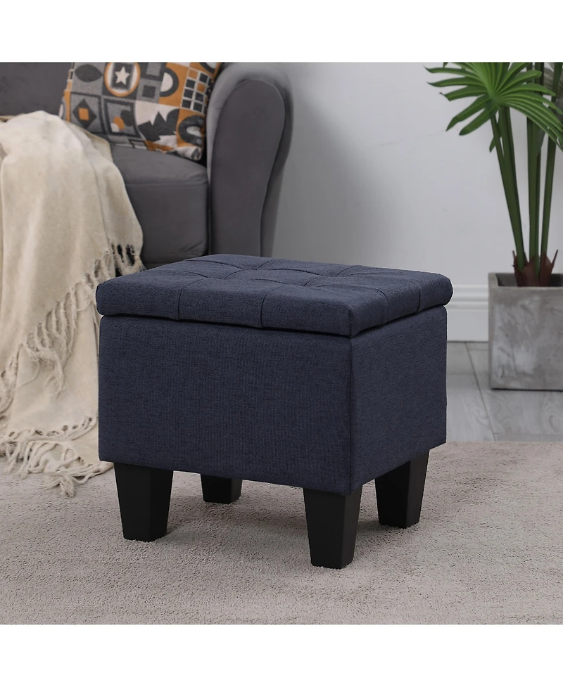 flynama 3-In-1 Tufted Linen Storage Ottoman Bench Combination