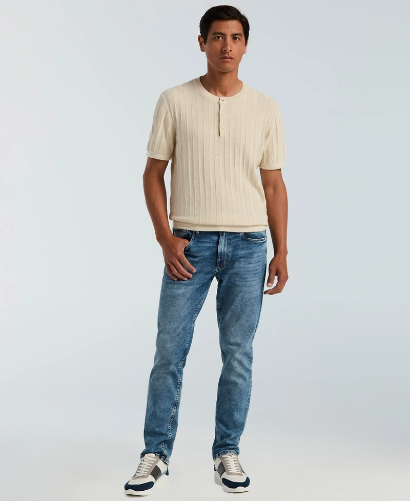 Perry Ellis Men's Cotton Stripe Crewneck Sweater